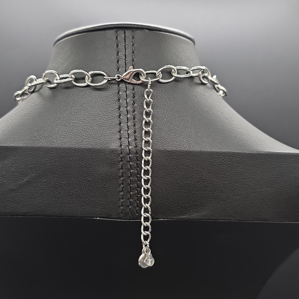 Vera Wang Rhinestone Cluster Statement Necklace in Silver Tone - Picture 6 of 8